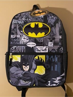 Batman Comic Emblem Backpack - Black, Yellow & Gray